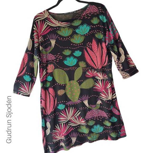 GUDRUN SJODÉN TUNIC DRESS MALLORCA BIRD CACTUS DESERT | SIZE: EXTRA SMALL - Picture 1 of 9